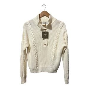 Women's Cream Cable Knit Sweater Size XS Blank NWT Preppy Oversize